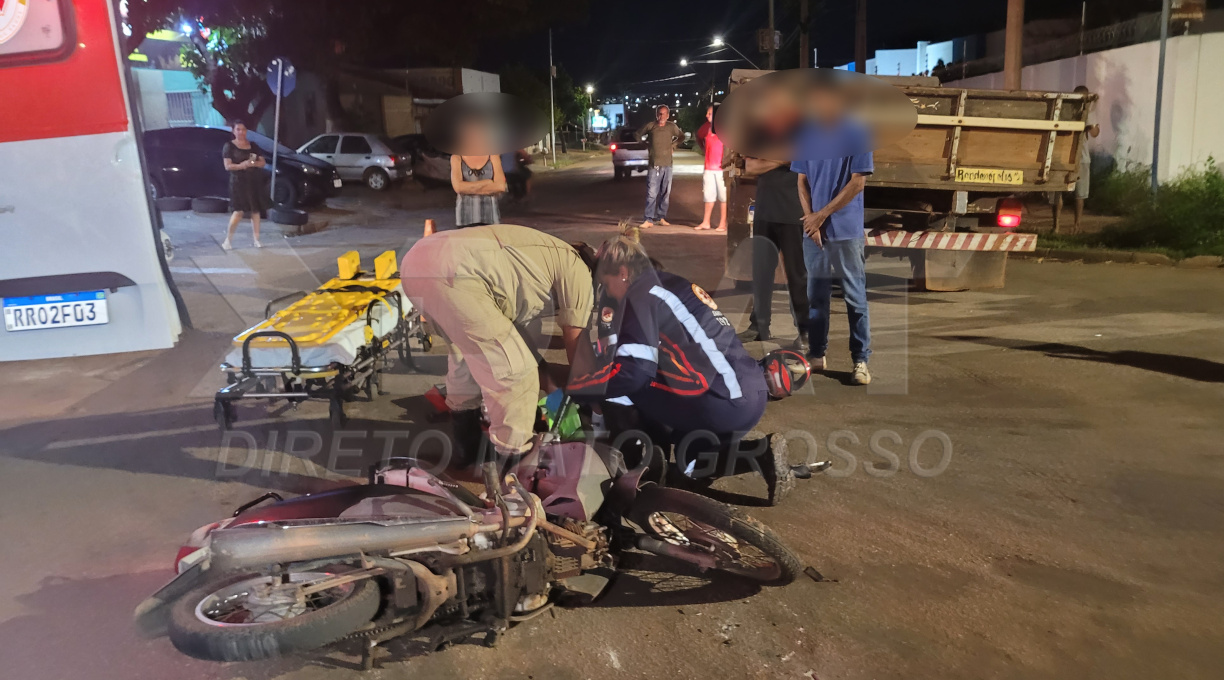 Motorista de F4000 fura a preferencial, colide com uma moto e deixa mulher ferida em Rondonópolis 1