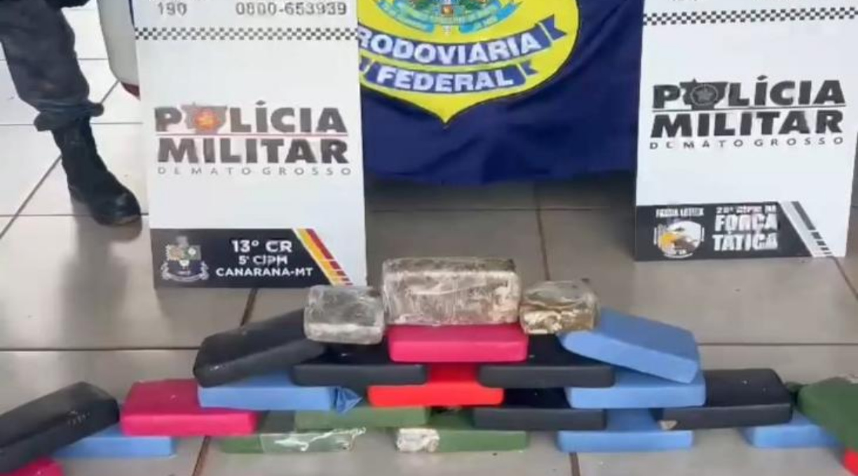 Polícia Militar e PRF prendem homem com 25 quilos de pasta base em Canarana 1