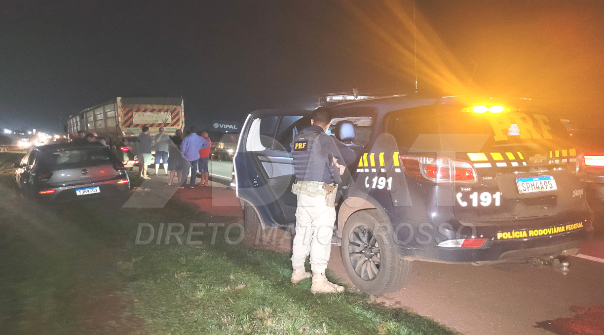 Uma pessoa ficou ferida após colisão entre carreta e veículo de passeio em Rondonópolis 1