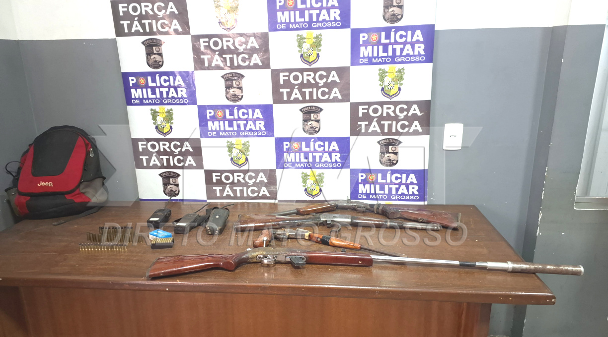 Ação da 14ª CIPM, com o apoio da ALI, resultou em um preso e na apreensão de várias armas e munições 1