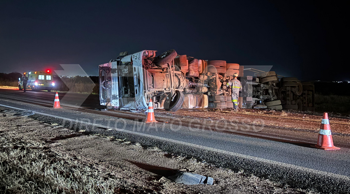 Carreta tanque tomba nas proximidades da PRF em Rondonópolis, e motorista é detido por suspeita de embriaguez 1