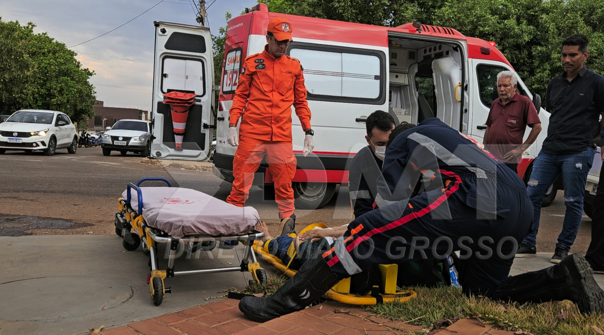 Motociclista fica ferida após invadir preferencial e colidir em automóvel no Santa Marta 1