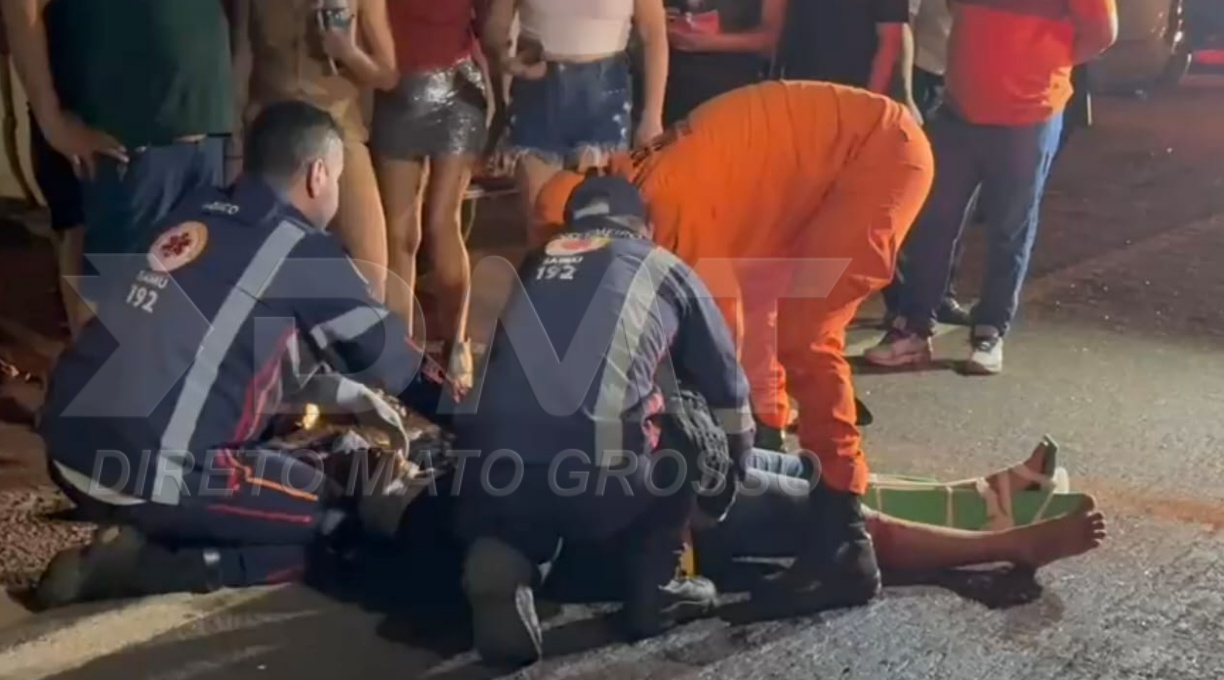 Motociclista sofre traumatismo craniano após colidir violentamente na lateral de caminhonete no Anel Viário 1