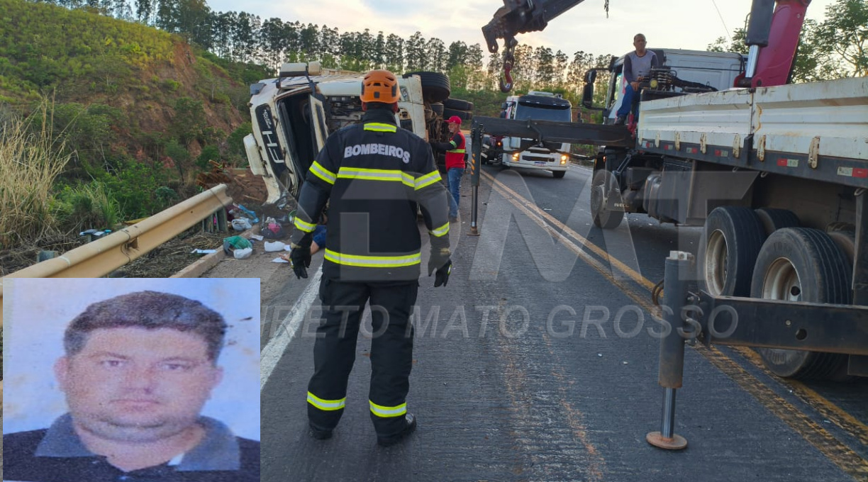 Motorista morre preso em ferragens após carreta carregada com madeira tombar na Serra da Petrovina 1