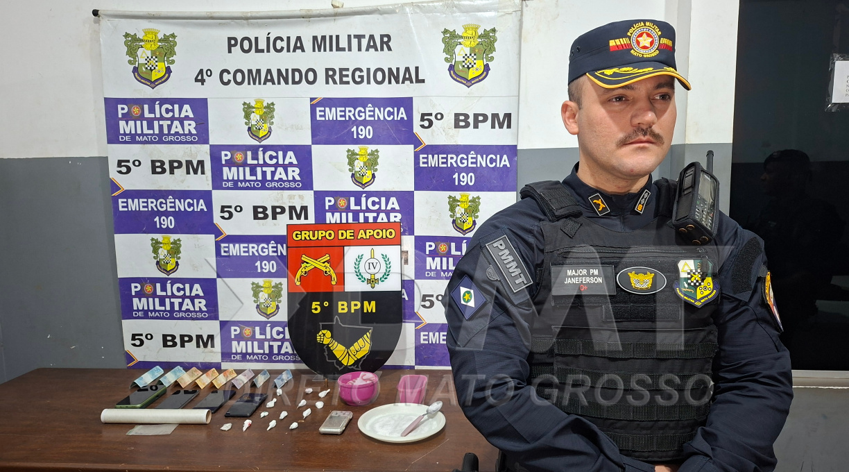 GAP do 5º BPM prende traficante e apreende entorpecentes, dinheiro e apetrechos no bairro Jardim Itapuã 1