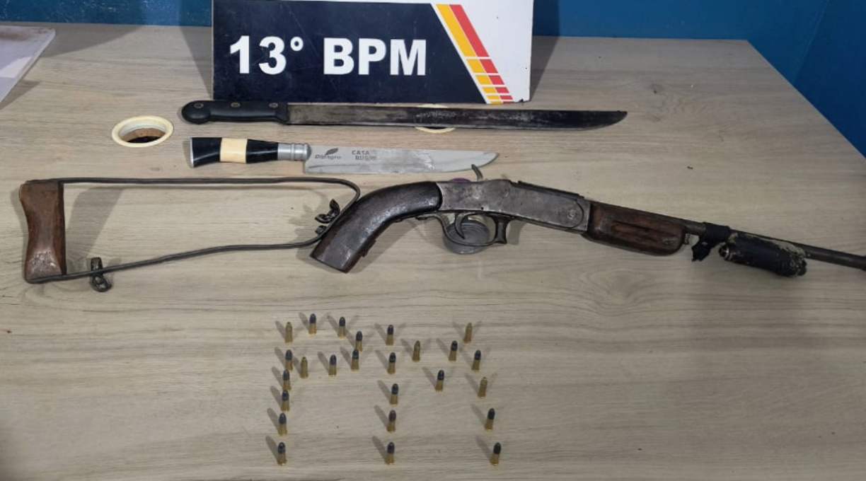 Polícia Militar prende homem por violência doméstica, porte ilegal de arma e ameaça 1
