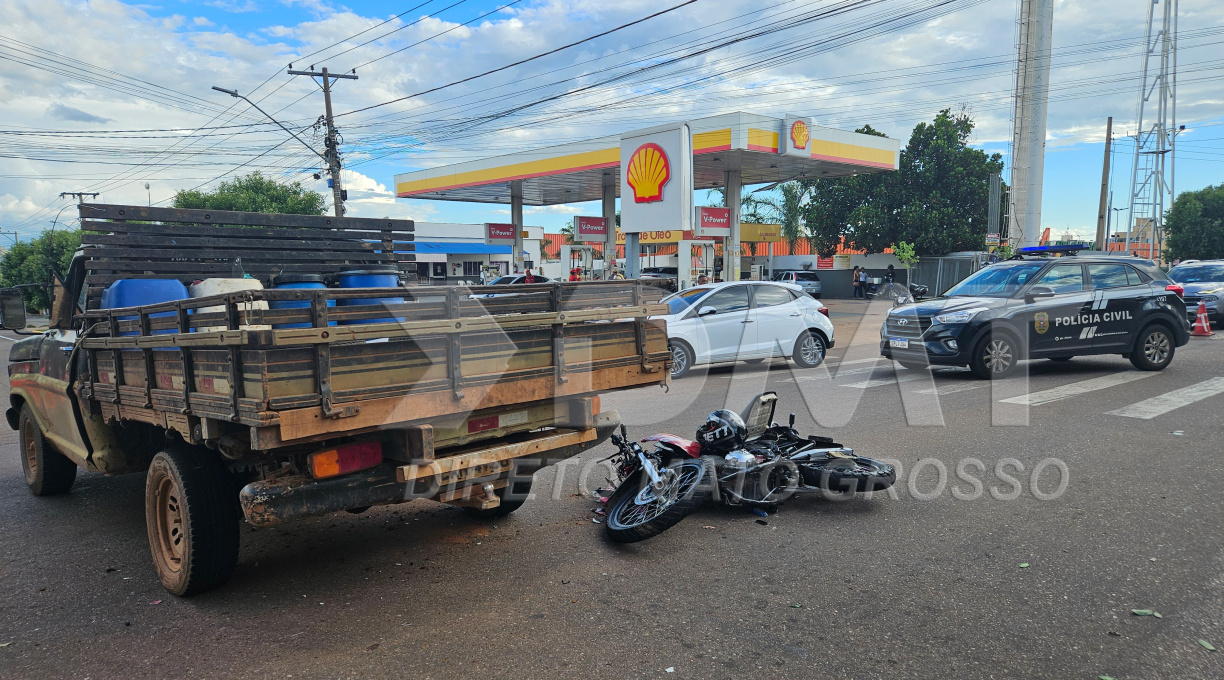 Devido a mais um acidente em Rondonópolis, motociclista fica ferido e é socorrido pelo Samu 1