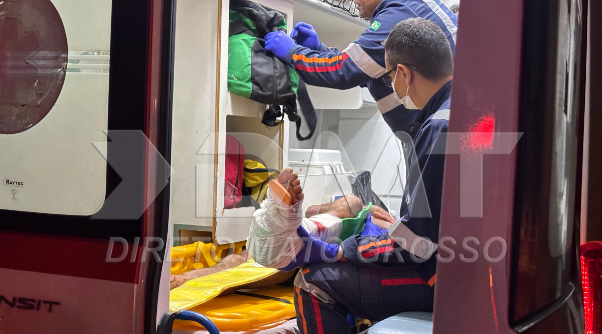 Homem é encaminhado ao Hospital Regional com ferimento na cabeça e fratura exposta na perna após acidente na estrada de São José do Povo 1