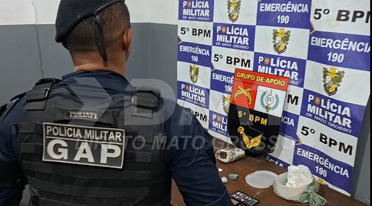 Após denúncia anônima, GAP prende traficante e apreende skunk e cocaína no bairro Paiaguás 1