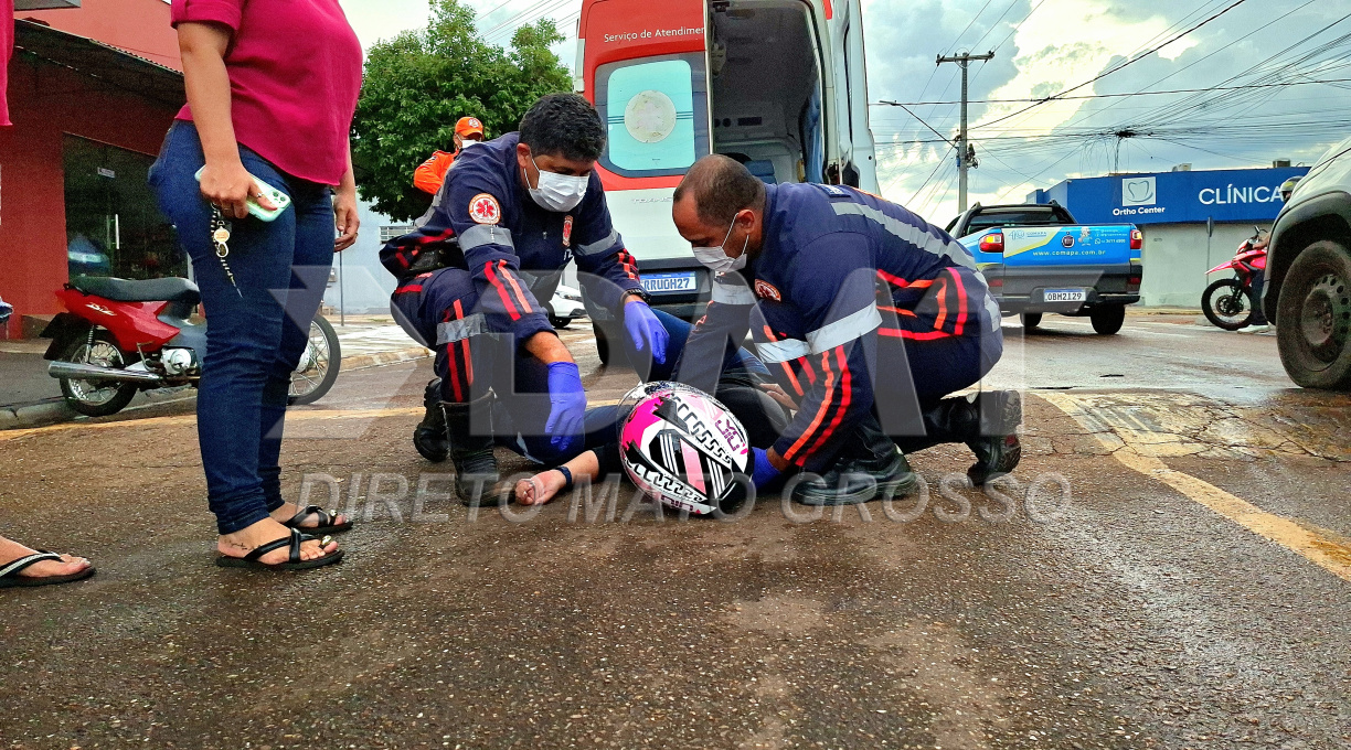 Peça de freio de moto se desprende e causa queda de condutora na Irmã Bernada 1 Peça de freio de moto se desprende e causa queda de condutora na Irmã Bernada 1