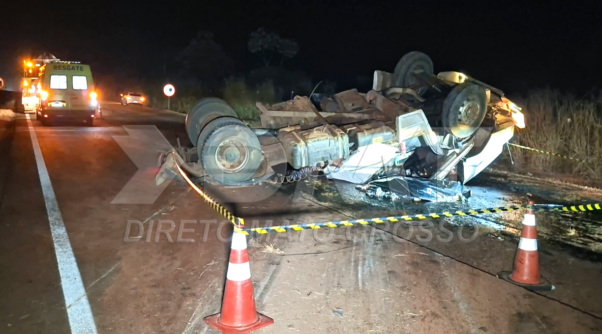 Caminhoneiro morre após perder o controle da direção e capotar na BR-364 em Rondonópolis 1