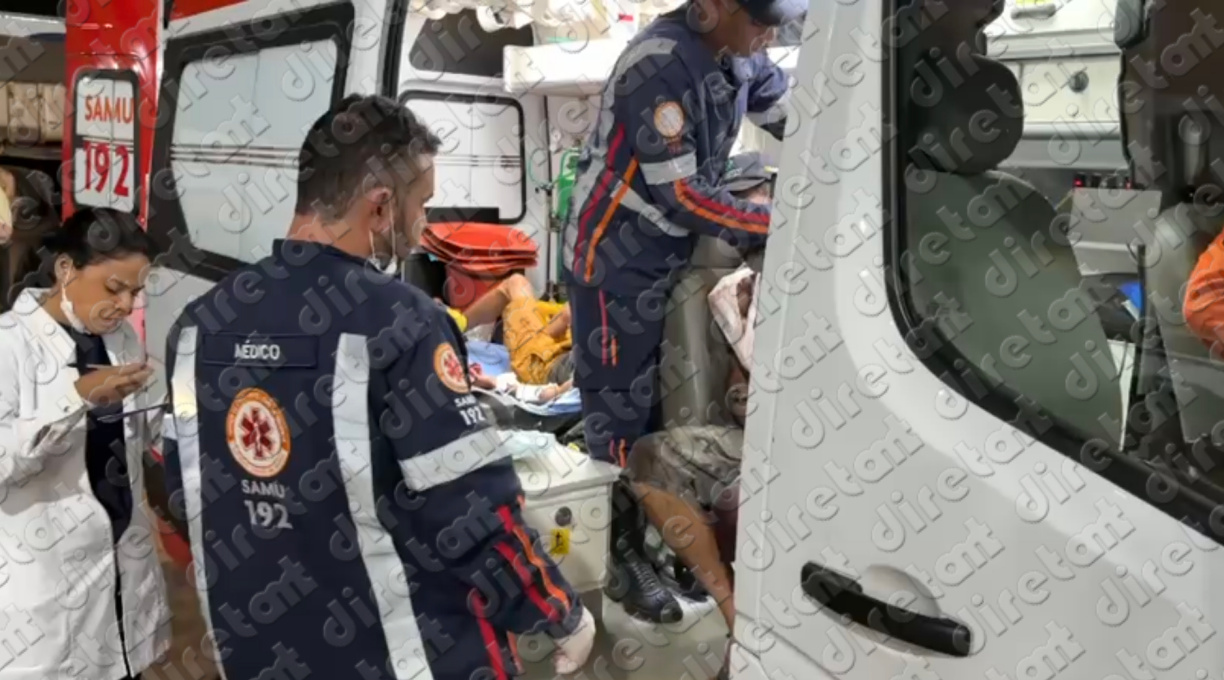 Três homens são atacados a golpes de facão em Rondonópolis; dois são socorridos pelo Samu e encaminhados ao Hospital Regional 2