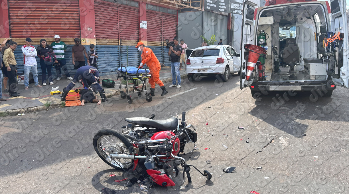 Jovem é intubado e encaminhado ao Hospital Regional após colisão de alto impacto entre motocicleta e automóvel no centro de Rondonópolis 1