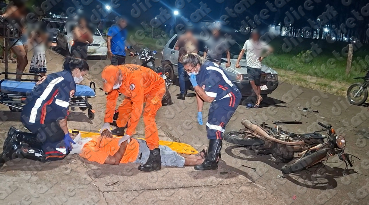 Homem com sinais de embriaguez é algemado pela PM após causar acidente e dificultar o atendimento prestado pelo Samu 1