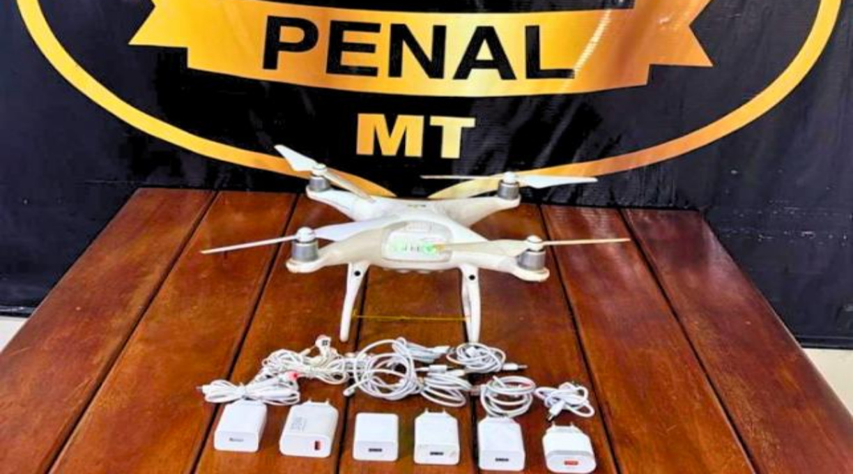 Polícia Penal abate drone e apreende carregadores e fones de ouvido na Penitenciária Mata Grande 1